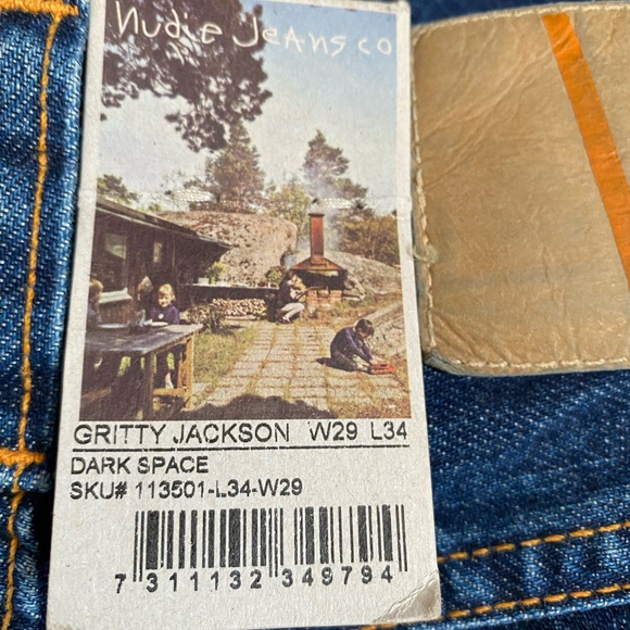 Nudie Jeans Gritty Jackson 100% Cotton Straight Leg Jeans Dark Space Men's 29X34 - Picture 12 of 16